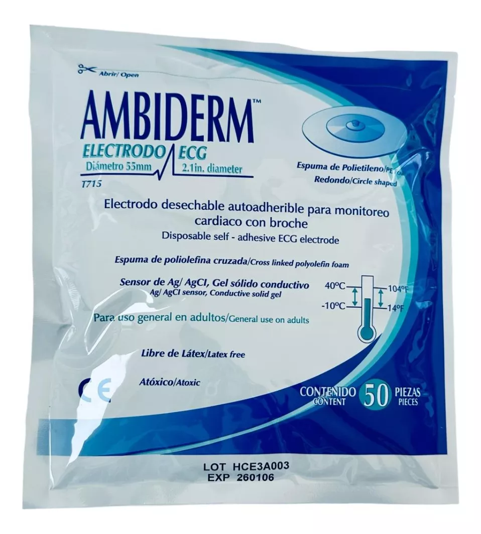 ELECTRODO ADULTO REDONDO DE ESPUMA T-715 C/50PZ MARCA AMBIDERM