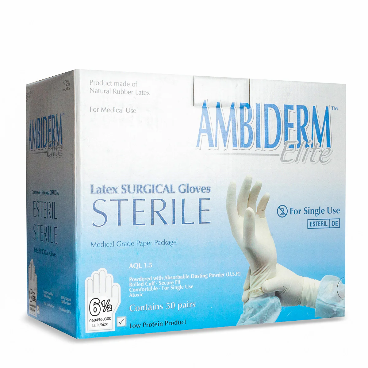 GUANTE PARA CIRUGIA ELITE #6.5 C/50 PARES AMBIDERM